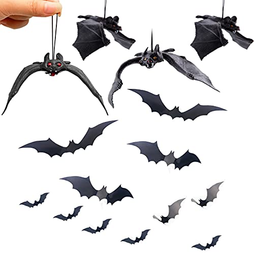 Canzoon Halloween Deko Fledermäuse 17Pcs Schwarz Fledermaus Wandtattoo 3D Fledermäuse Hängende Fledermaus Für Beste Halloween Party Bevorzugungen Und Dekoration von Canzoon