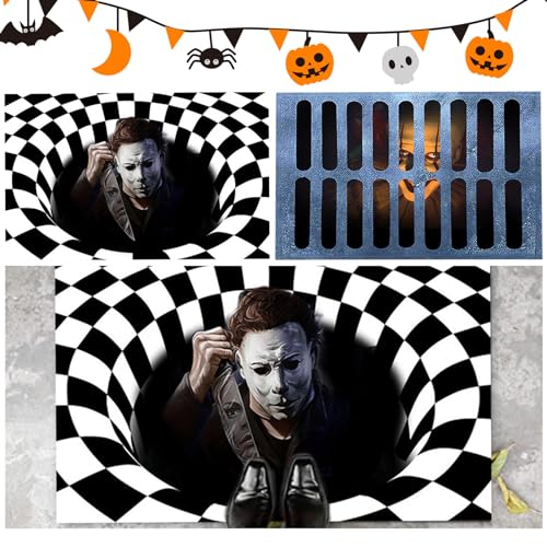 Canzoon Halloween Fußmatte 3D 2er Set Stereo Vision Teppich Fußmatte Horror Clown Grusel Draußen Willkommen Fußmatten Horror Weicher Teppich für Halloween Dekoration,40 * 60cm von Canzoon