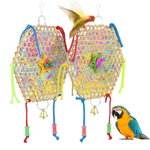 Canzoon Wellensittich Spielzeug, 2 Stück Vogel Spielzeug, Vogelkäfig Zubehör, Vogelspielzeug für Wellensittiche, Aras, Nymphensittiche, Papageien, Sittiche, Finken von Canzoon