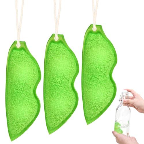 Capgoost Beans Bottle Cleaning Sponge, 3 Stück Flaschenreiniger, Küchenschwämme in Erbsenform, Wiederverwendbarer Magic Beans Bottle Cleaner Sponge, Flaschenreiniger Schwamm für Glasflaschen von Capgoost