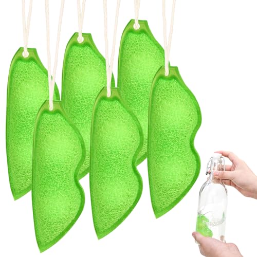 Capgoost Beans Bottle Cleaning Sponge, 6 Stück Flaschenreiniger, Küchenschwämme in Erbsenform, Wiederverwendbarer Magic Beans Bottle Cleaner Sponge, Flaschenreiniger Schwamm für Glasflaschen von Capgoost