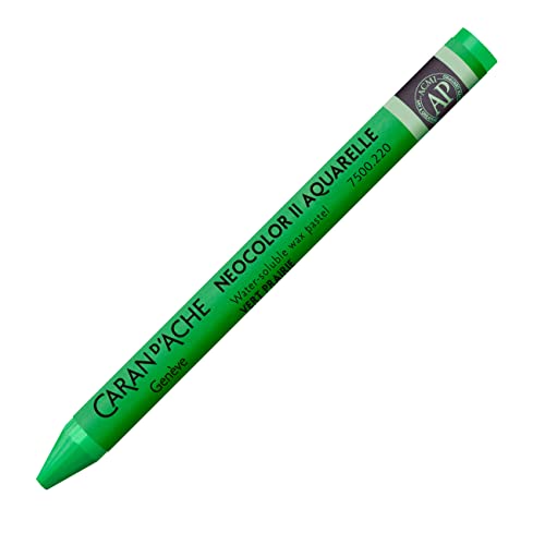 Caran d'Ache NEOCOLOR II 220 GRASGRÜN/GRASS GREEN (7500.220) / Pastelle 10 Stück (1er Pack)/ aus Wasservermalbarem Wachs/Für Papier Karton Glas Holz Leder Stoff Stein von Caran d'Ache