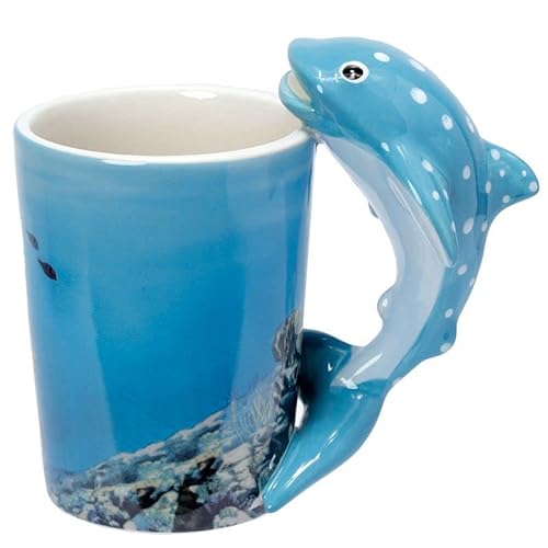 Caribou Living Blauer Wal Hai Griff Porzellan Tasse Tasse Neuheit 400ml für Heißgetränke Kaffee Tee Heiße Schokolade von Caribou Living