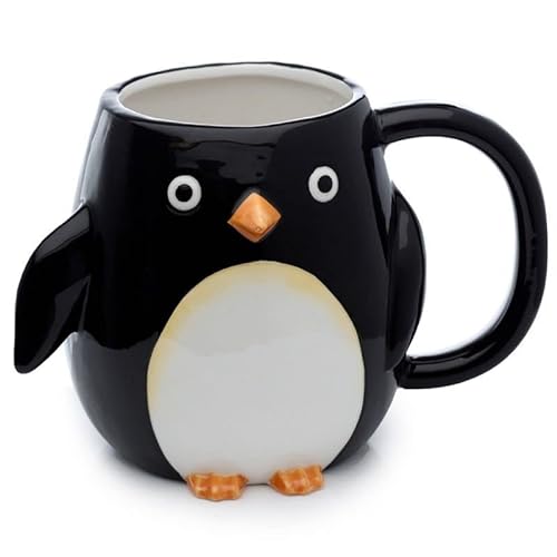 Bezaubernde 3D-Keramiktasse mit Pinguin-Motiv – 400 ml Fassungsvermögen für heiße Getränke, perfekt für Tee, Kaffee und heiße Schokolade von Caribou Living