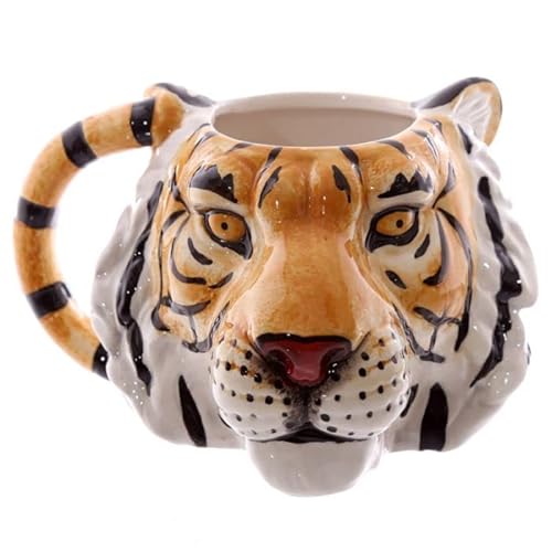 Caribou Living Tiger Head 3D-Neuheit, lebensechte Keramiktasse für heißen Tee, Kaffee, heiße Schokolade und kalte Getränke, 400 ml von Caribou Living