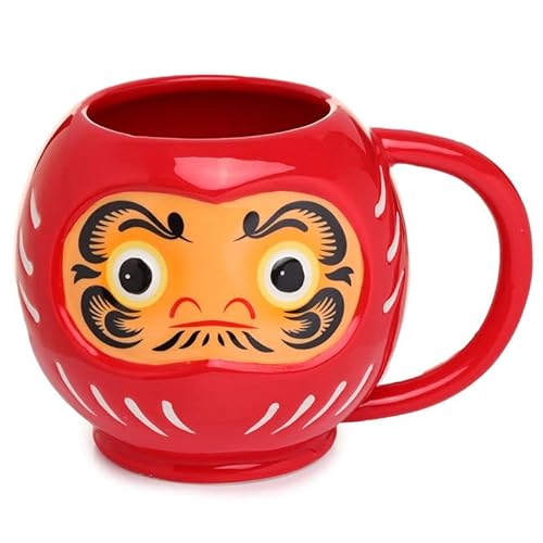 Japanische Samurai-Ninja-Tasse mit rotem Daruma-Kopf, für heiße Getränke, Kaffee, Tee, heiße Schokolade von Caribou Living