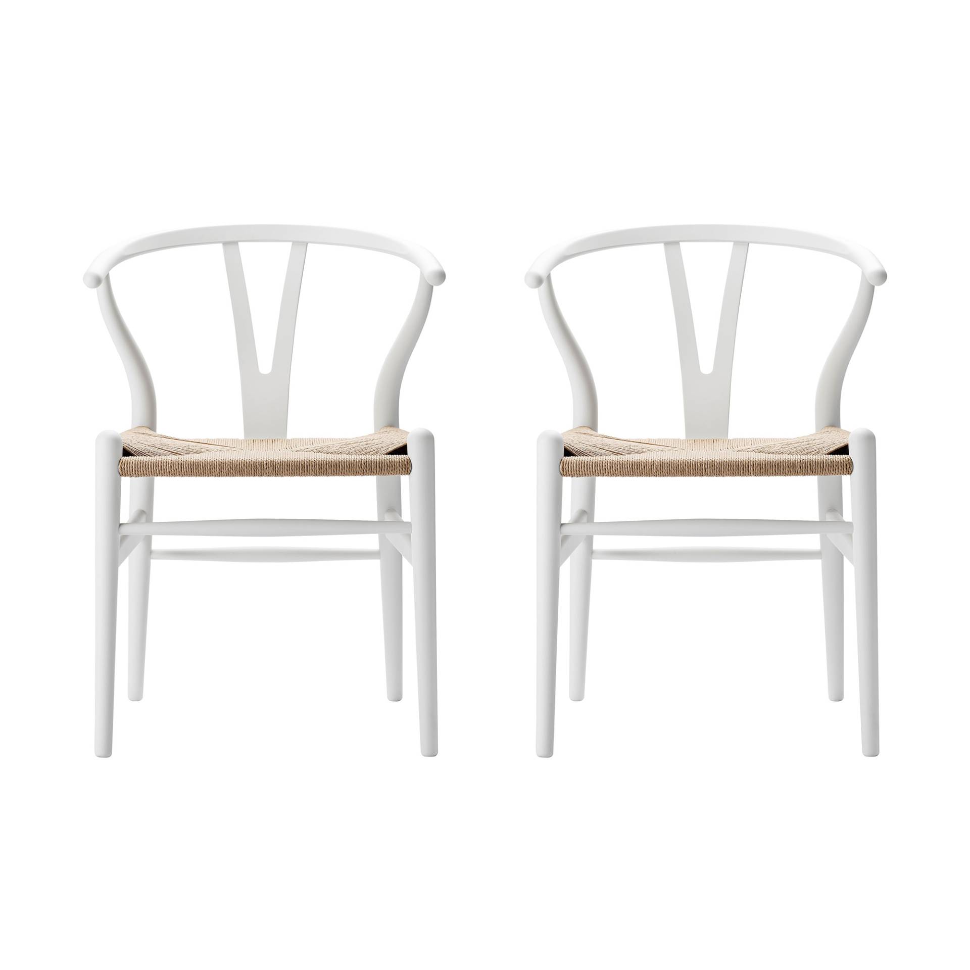 Carl Hansen - CH24 Soft Wishbone Chair Gestell Buche 2er Set - soft weiß NCS S0502Y/Geflecht Papiergarn/BxHxT 55x76x51cm von Carl Hansen