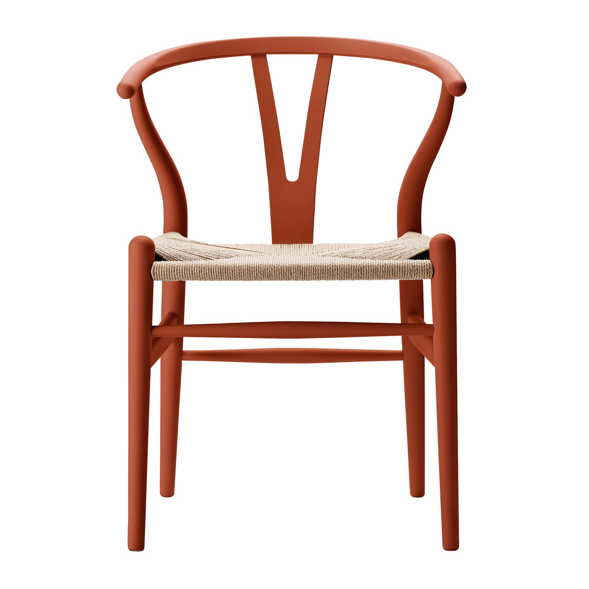 Carl Hansen - CH24 Soft Wishbone Chair Gestell Buche - terracotta/Geflecht Naturpapierkordel/BxTxH 55x51x76cm/Gestell Buche lackiert von Carl Hansen