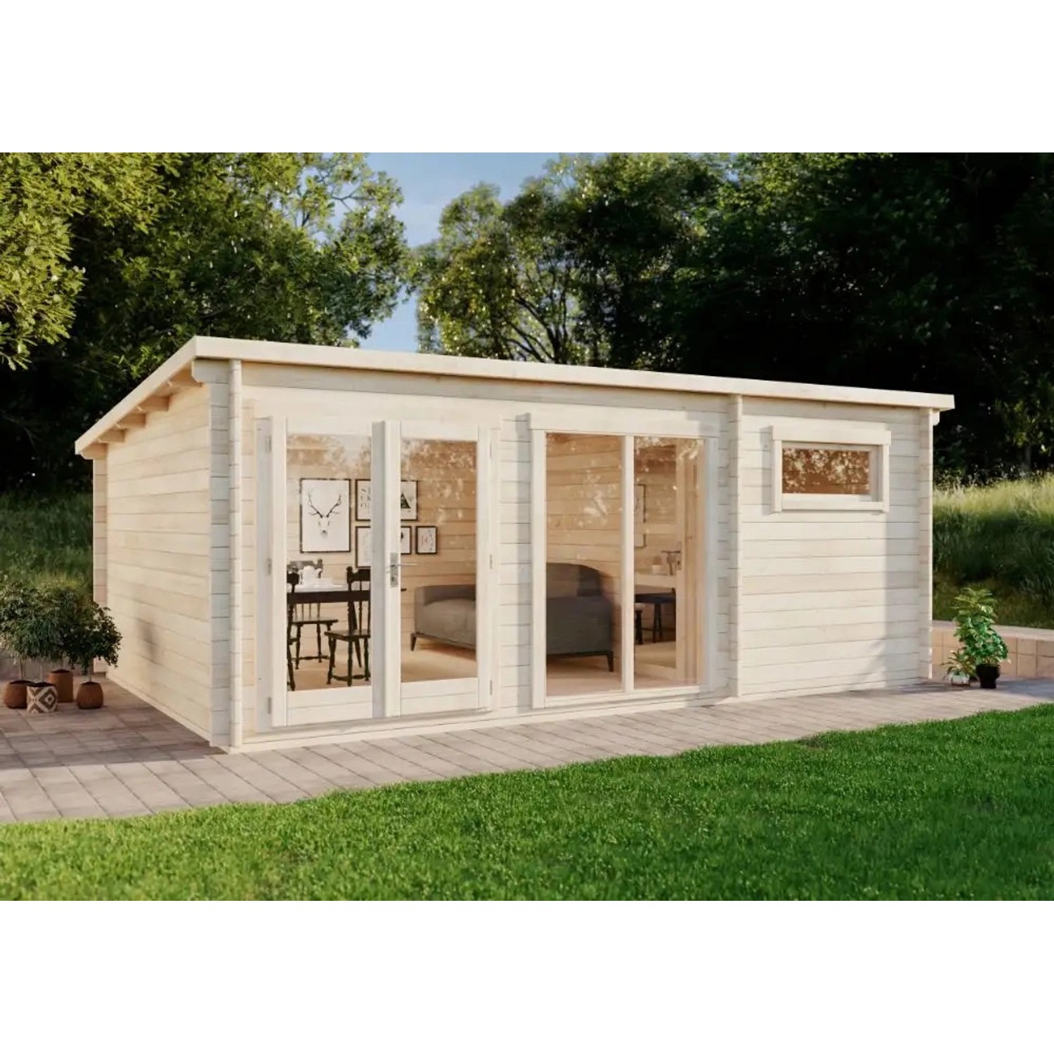 Carlsson Holz-Gartenhaus Atrium-E Pultdach Unbehandelt 578 cm x 366 cm von Carlsson