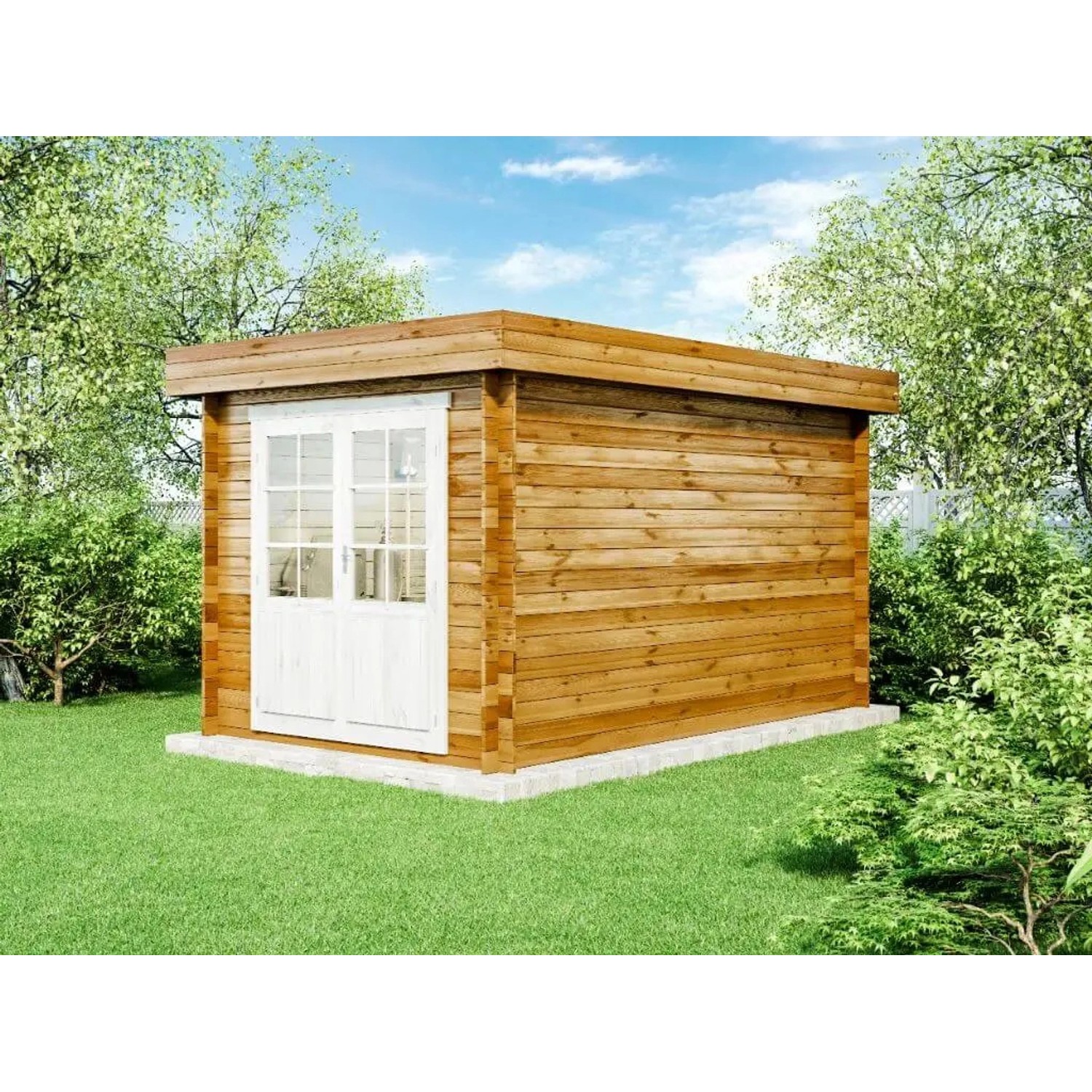 Carlsson Holz-Gartenhaus Cuxhaven-28 C Flachdach Druckimprägniert 230 x 374 cm von Carlsson