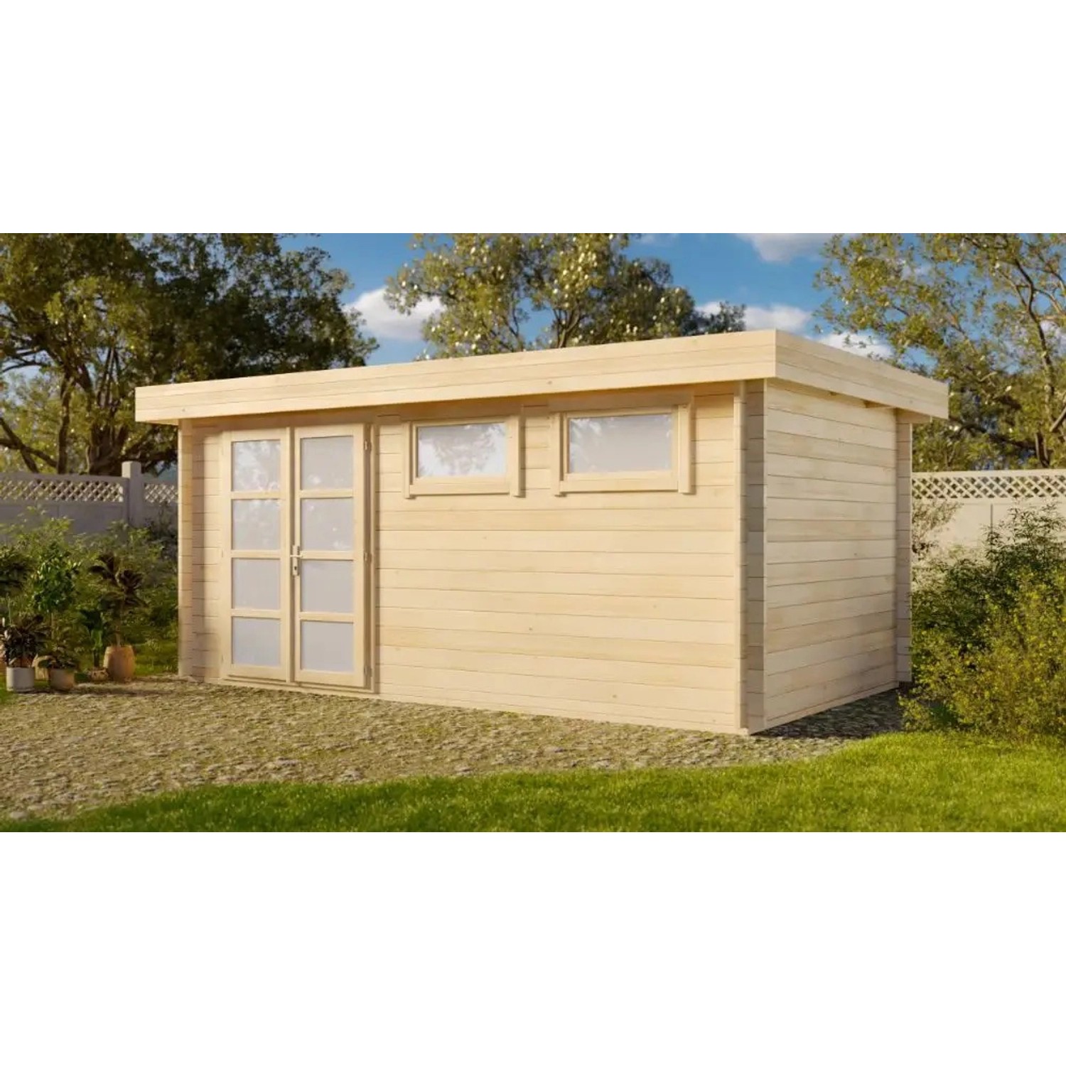 Carlsson Holz-Gartenhaus Kyara-44 Flachdach Druckimprägniert 480 cm x 269 cm von Carlsson