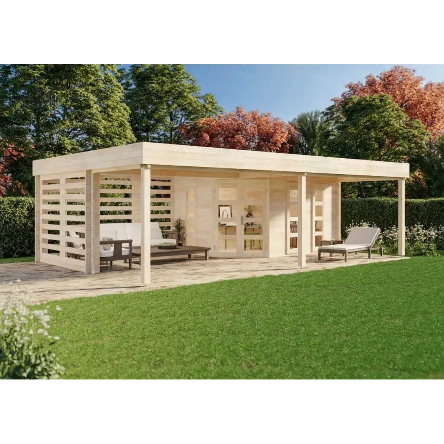 Carlsson Holz-Gartenhaus Panama-40 Flachdach Druckimprägniert 765 cm x 516 cm von Carlsson