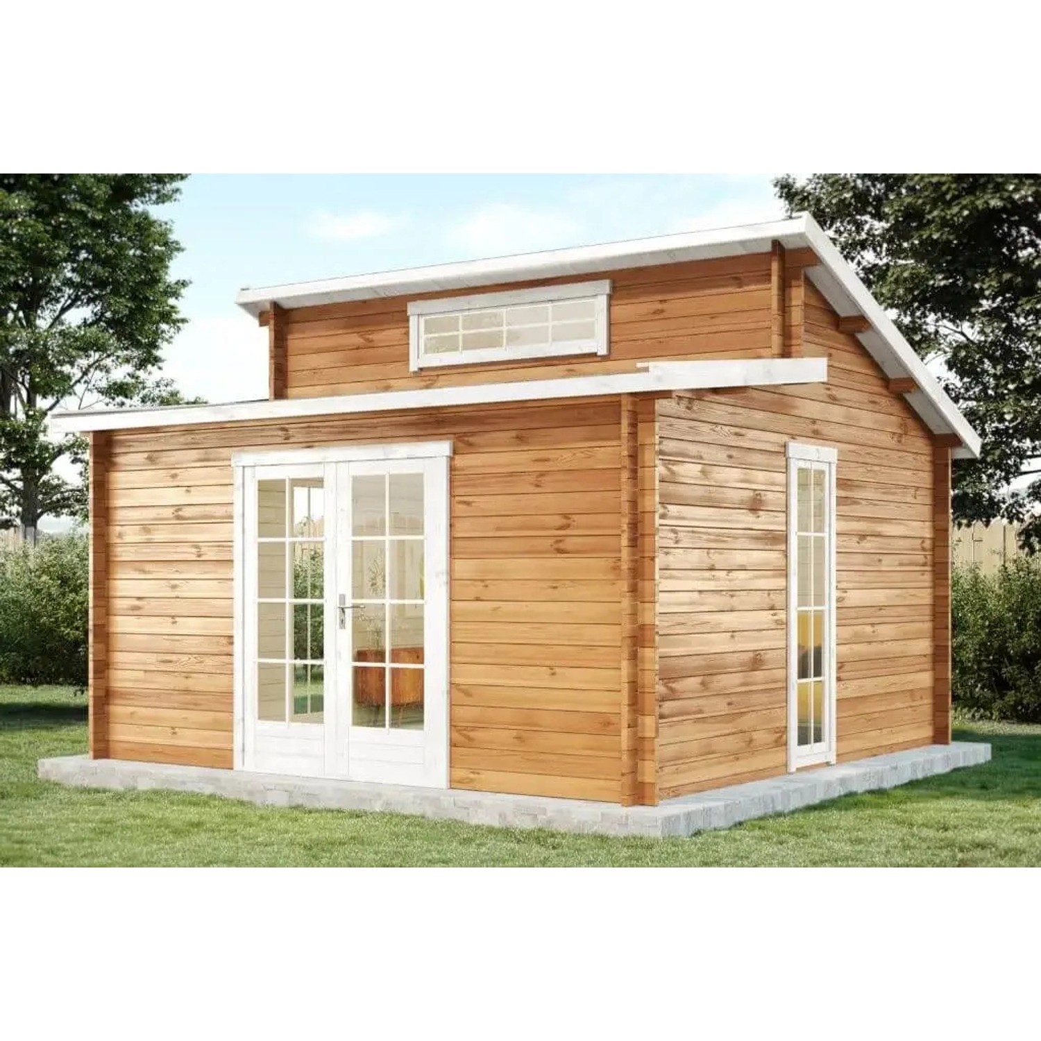 Carlsson Holz-Gartenhaus Lausitz Pultdach Imprägniert 400 cm x 440 cm von Carlsson