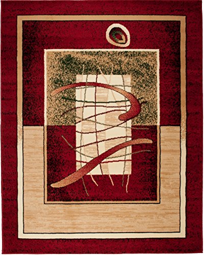 Carpeto Klassisch Teppich Rot 140 x 200 cm Bordüre Muster Kurzflor Verona Kollektion von Carpeto Rugs