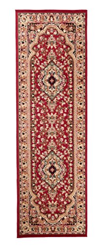 Carpeto Orientteppich Läufer Teppich Rot 80 x 300 cm Medaillon Muster Kurzflor Verona Kollektion von Carpeto Rugs