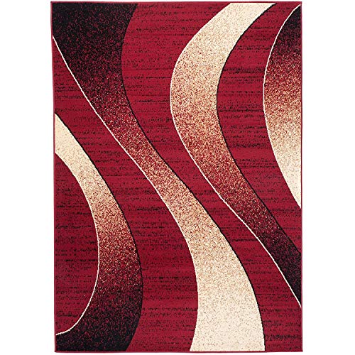 Carpeto Rugs Modern Designer Teppich - Kurzflor - Weich Teppich für Wohnzimmer, Schlafzimmer, Esszimmer - ÖKO-TEX Wohnzimmerteppich - Teppiche - rot - 130 x 190 cm von Carpeto Rugs