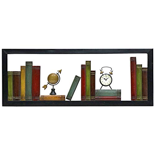 Wandschmuck aus Metall mit Bücherregalen und Uhr von Carrick Design