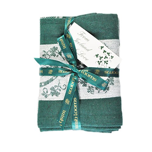 Schätze von Irland, grünes Waffelgeschirrhandtuch bestickt (2er Pack) von Carrolls Irish Gifts