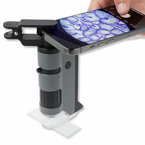 Carson MicroFlip 100x-250x Taschenmikroskop mit Smartphone-Adapter für Fotos und Videos (MP-250) von CARSON