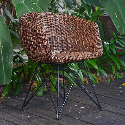 Casa Moro Rattan-Sessel Paris braun mit Armlehne | Premium Qualität Korb-Stuhl aus Naturrattan handgeflochten | Designer Korb-Sessel | Retro-Stuhl für Küche Garten Terrasse Esszimmer | IDSB63 von Casa Moro