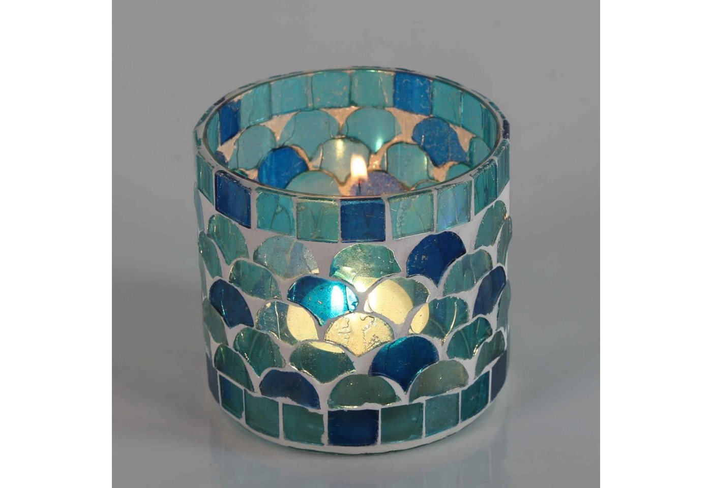 Casa Moro Windlicht Orientalisches Mosaik Windlicht Athen Hellblau aus Glas handgefertigt (Boho Chic Teelichthalter Kerzenständer Kerzenhalter, Glaswindlicht in den Größen S und M oder als 2er Set bestellbar), Ramadan Dekoration Eid Mubarak von Casa Moro