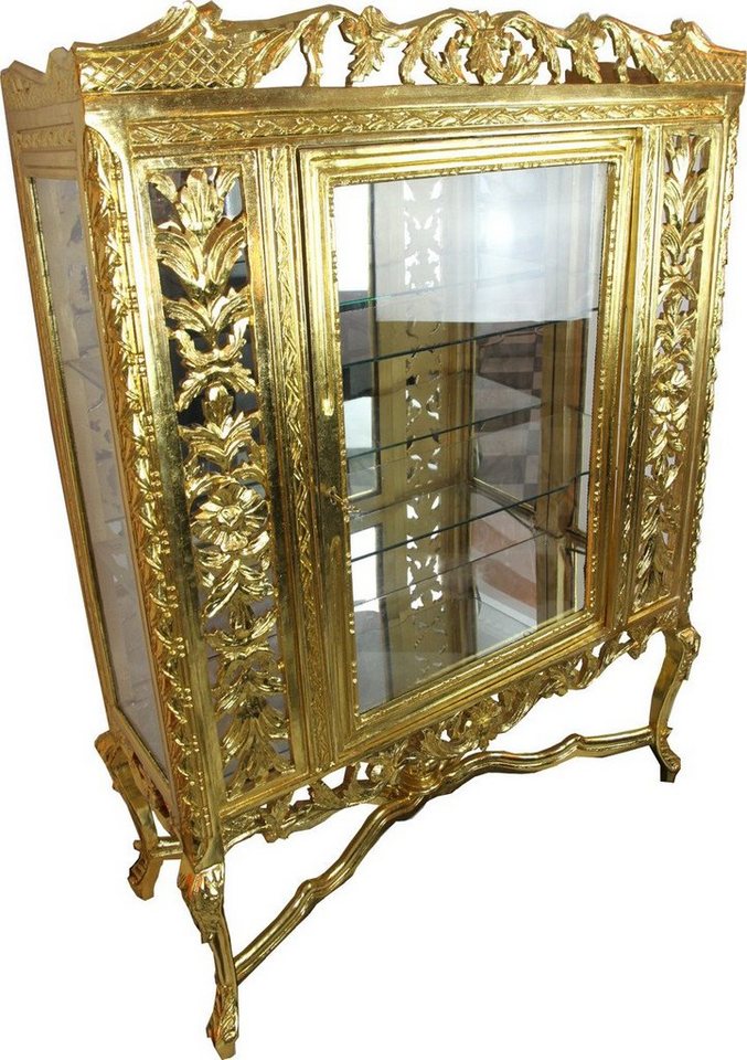 Casa Padrino Vitrine Barock Glas Vitrine Gold H155 x 116 x 41.5 cm Barockvitrine Vitrinenschrank Möbel von Casa Padrino