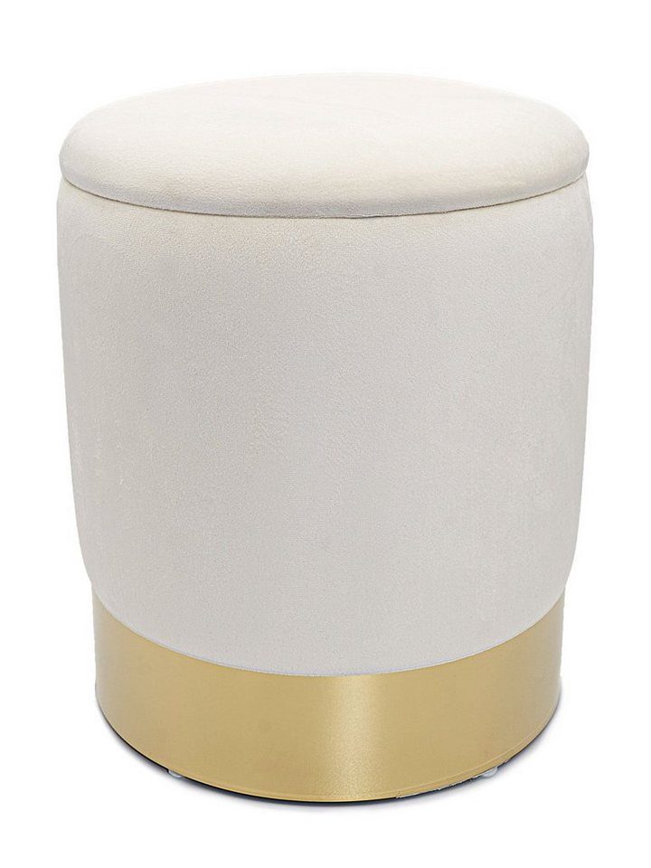 Casamia Sitzhocker Samthocker mit Stauraum Ø 31 H 38 cm Deko Hocker Samt gold Hocker Schm von Casamia