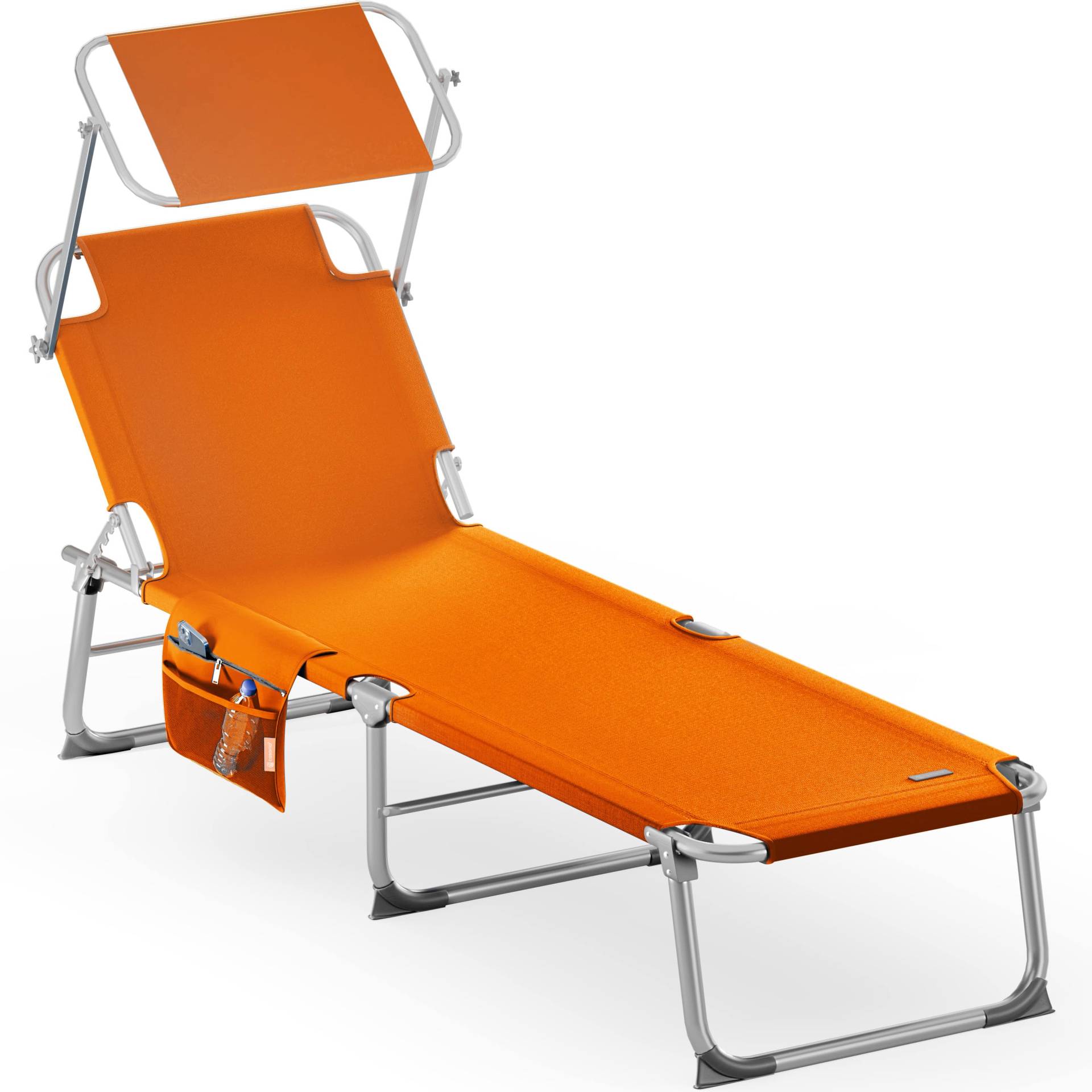 Sonnenliege Ibiza Orange 190x59x29cm Alu Sonnendach von Casaria®