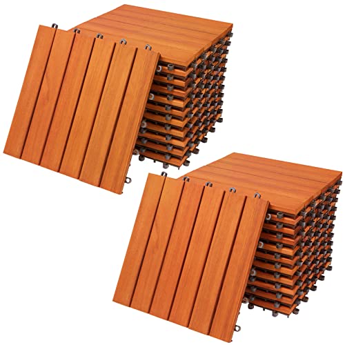 CASARIA® Holzfliesen FSC®-zertifiziertes Eukalyptusholz 2m² Fliese 30x30cm Klicksystem zuschneidbar Terrassenfliese Außen von Deuba