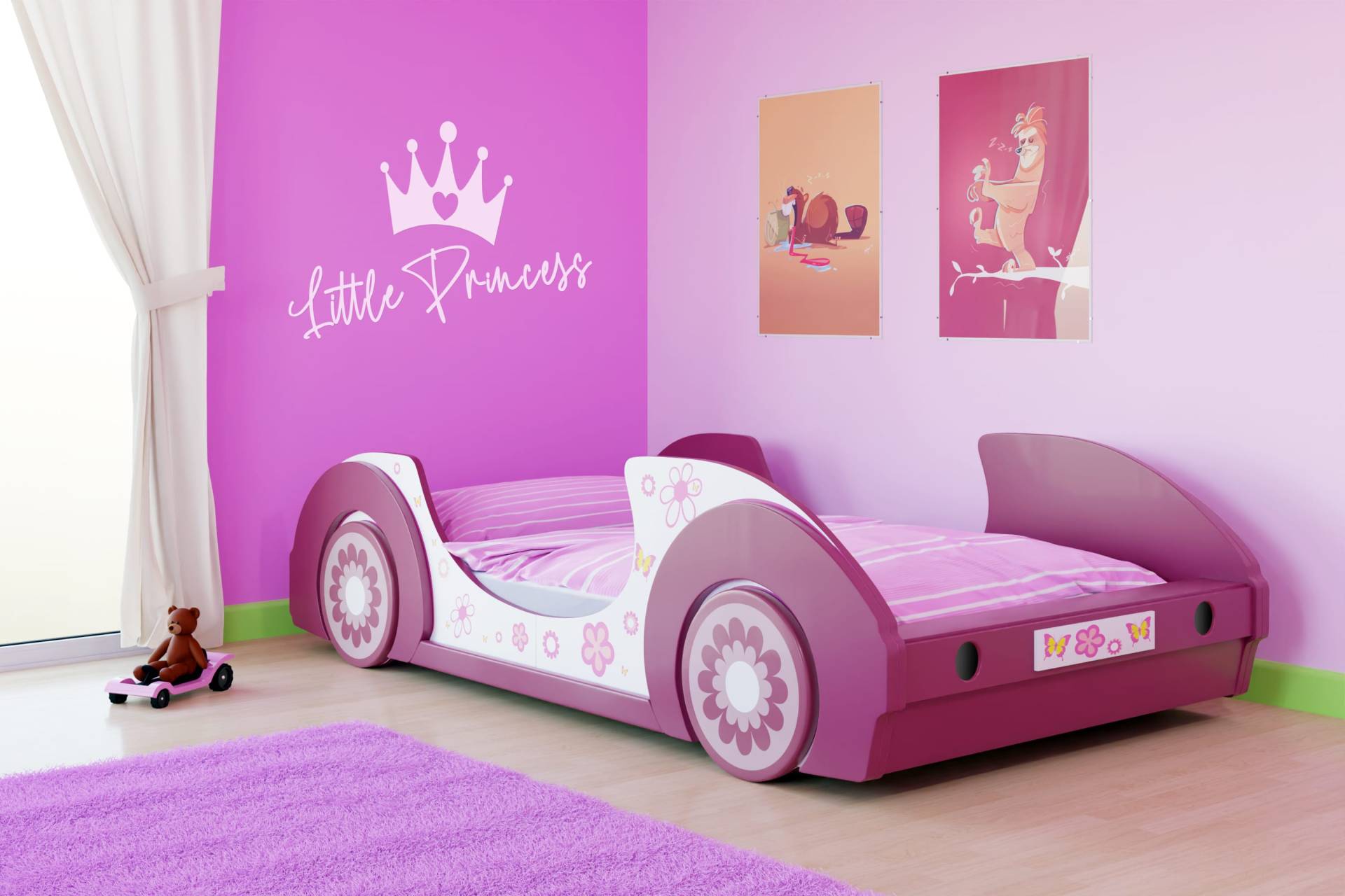 Kinderbett Butterfly Weiß/Pink 200x90cm von Deuba®
