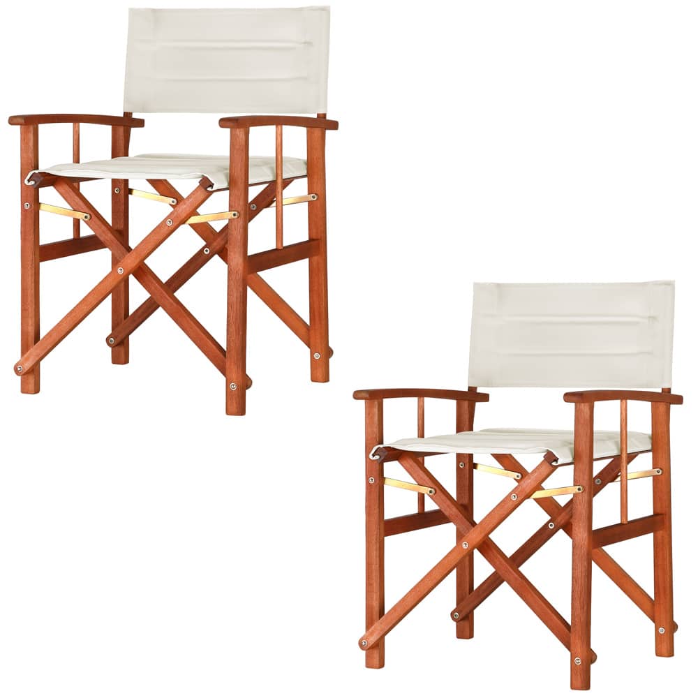 Regiestuhl 2er-Set Cannes Creme gepolstert von Casaria®