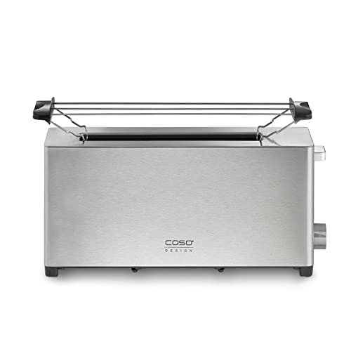 CASO Classico T 2 - Design Toaster, Edelstahlgehäuse, Optimale Röstgradeinstellung auf 5 Stufen, Inkl. Brötchenaufsatz, Mit zusätzlicher Aufwärm-, Auftaufunktion, extra langen Toastschlitz von Caso