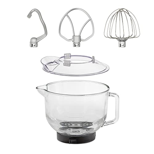 CASO Glassschüssel mit Griff, Ausguss und Messskala inkl. Zubehör für Küchenmaschine KM 1800 Black, 4,5 Liter, Spülmaschinengeeignet von Caso