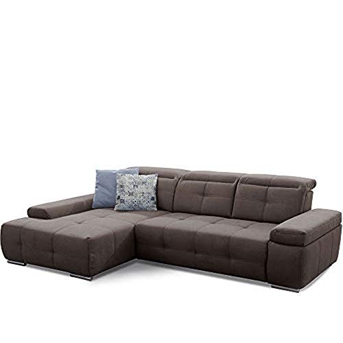 Cavadore Ecksofa Mistrel mit Schlaffunktion, L-Form Sofa mit leichter Fleckentfernung dank Soft Clean, geeignet für Haushalte mit Kindern, Haustieren, 273 x 77 x 173, braun von CAVADORE