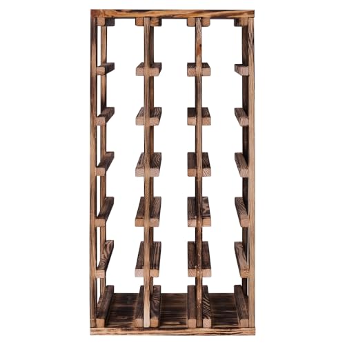 Caverack Half Alda - Quadratischen Modulare Weinregal in Holz - 18 Flaschen - Stapelbar Flaschenregal - Wine Rack 60x30 cm - Geflammtes Kiefernholz - Weinständer Komplett Montiert von Caverack