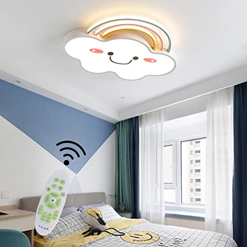 Cblbser Deckenlampe LED Dimmbar mit Fernbedienung Kinderzimmer Junge und Mädchen Baby Schlafzimmer Deckenleuchte Niedliche Smiley Wolkenform Innen-Beleuchtung Weiss von Cblbser