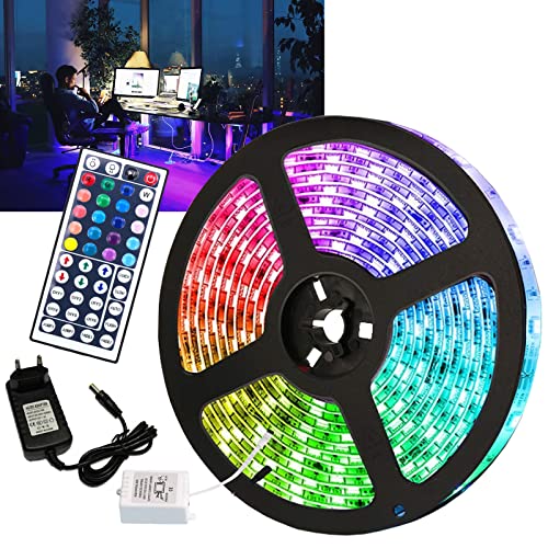 Cecaylie LED Streifen 2m, RGB SMD 5050 LED Strip Selbstklebend mit 44-Tasten Fernbedienung, 20 Farbwechsel 8 Modi, LED Band Leiste für Innenbereich Schlafzimmer Halloween Christmas Deko von Cecaylie