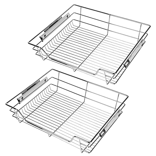 Cecaylie Teleskopschublade 60cm Küchenschublade, Schrankauszug,Küchenschrank Auszug Nachrüsten,Küchenschubladen aus Metall Einbauschublade für Spülschrank,Schrank Schubladen Ausziehbar,4Stück von Cecaylie