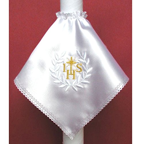 Celebration Kerzenschmuck Tropfschutz Satin weiß IHS Gold KS-017 von Celebration