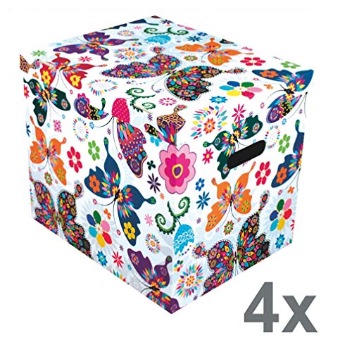 Celebration Ordnungsbox Dekobox aus Karton mit Deckel 4-er Set Motiv Schmetterlinge 37 x 30 x 32 cm von Celebration