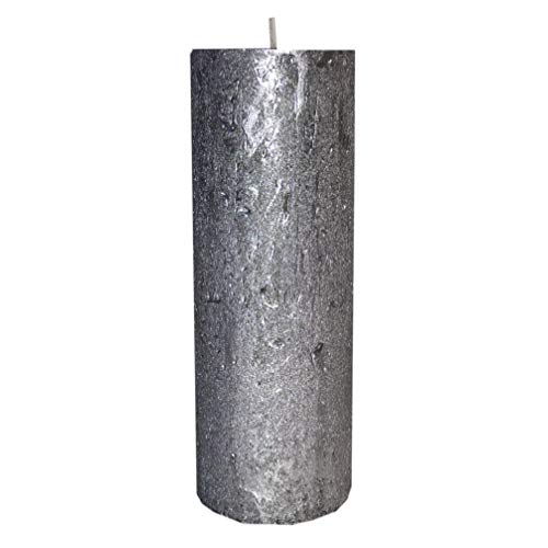 Kerze Deko Stumpenkerze Rustic metallic Silber 70 / 200 von Celebration