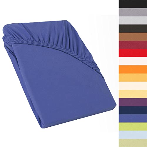 CelinaTex Perla Boxspringbett Wasserbett Topper Spannbettlaken 90x200-100x200 cm royal blau Jersey Mako Baumwolle 160g/qm Bettlaken Laken von CelinaTex