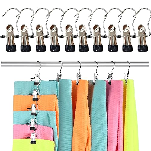 10 Pack Heavy Duty Hanging Hooks Clips, Boot Hangers for Closet, Hangers with Clips, Hanger Hooks, Small Clothes Pin for Hanging Clothes (Black) von Cemssitu