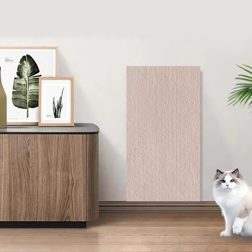 Cat Scratch Furniture Protector, Couch Protector from Cat Claws, Self-Adhesive Trimmable Cat Scratching Mat, Climbing Cat Scratcher, Wall Scratchers for Indoor Cats (60 * 100CM,Khaki) von Cemssitu