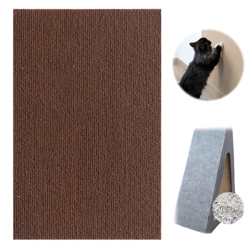 Cat Scratching Mat, Scratch Pad Pro for Cats, Trimmable Self-Adhesive Carpet Cat Scratcher, Cat Scratch Pad for Furniture, Wall, Table Leg, Couch (Brown,15.7 * 39.4in) von Cemssitu