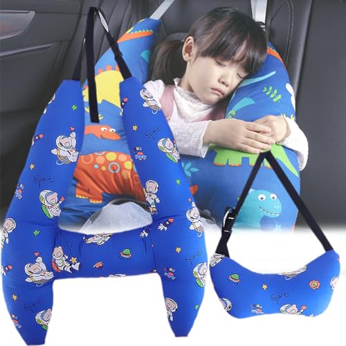 Cemssitu H-Shape - Kid Car Sleeping Head Support, Neck Support Pillows for Car Travel, Adjustable Car Headrest Pillow for Kids and Adults, Soft and Skin Friendly, Machine Washable (Blue-3) von Cemssitu