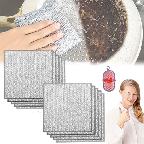 Hevito, Hevito Multipurpose Wire Miracle Cleaning Cloths, Hevito Clean Cloth, Double Stainless Steel Scrubber Cloth, Multipurpose Wire Dishwashing Rags for Wet and Dry (10 Pcs) von Cemssitu