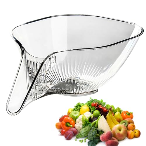 Multi-functional Drain Basket, 2 in 1 Fruit Vegetable Washing Bowl Food Strainers, BPA Free, for Fruits, Vegetables, Salads, Spaghetti (Transparent) von Cemssitu