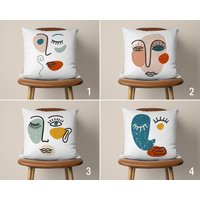 Abstrakte Porträts Kissenbezug, One Line Zeichnung Bunte Frau Gesicht Kissen, Boho Dekor, Benutzerdefinierte Größe von CentralHomeStore