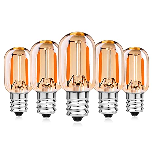 Century Light 1W E14 LED T22 Mini-Röhrenbirne Vintage Glühfaden LED Kerze ersetzt 10W Kühlschranklampe Extra Warmweiß 2200K 360° Abstrahlwinkel 230V, 110lm, Nicht dimmbar, 5 Stück von Century Light